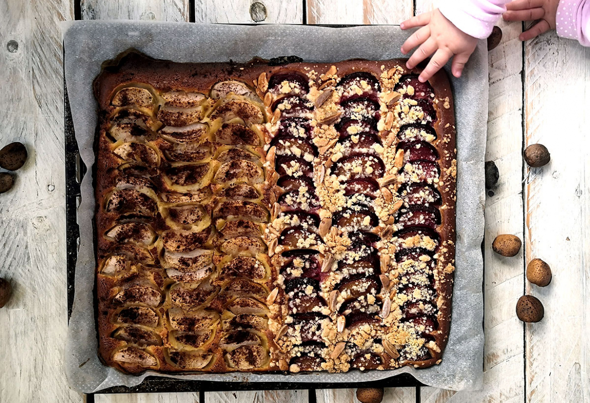 Recept: Bizcocho - koláč se švestkami a mandlemi