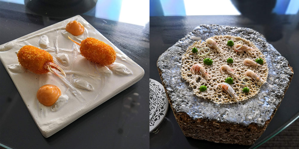 Michelinská restaurace Aponiente - amouse bouche krabí krokety a tortilla de camarones