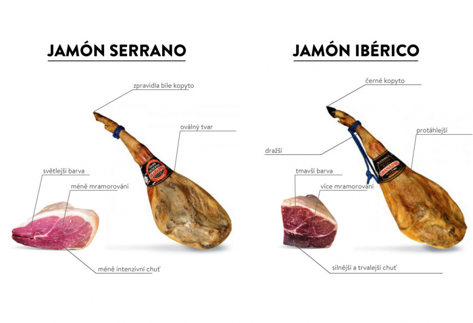 Rozdíl mezi jamón ibérico a jamón serrano